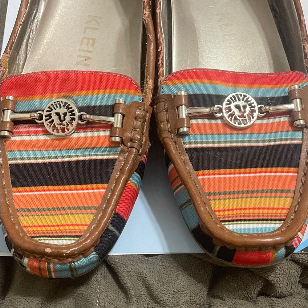 Striped Multicolor Leather-Trim Loafers - Women's Flats